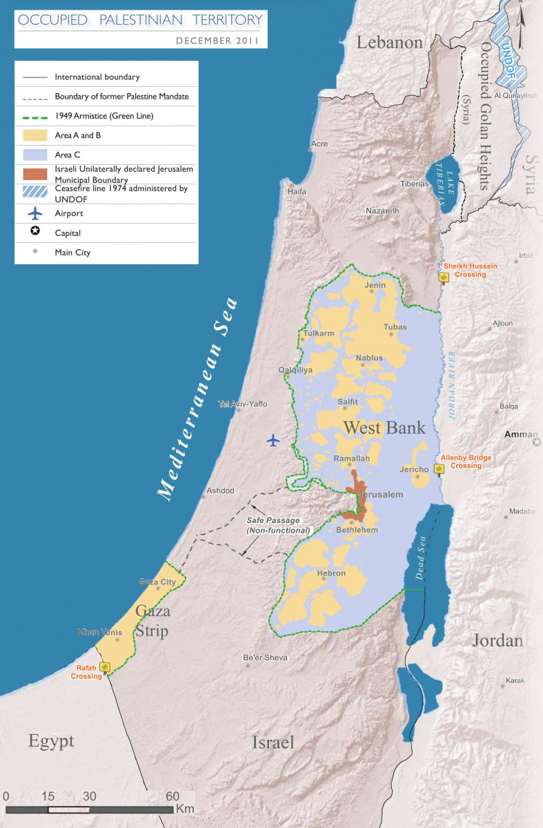 de Jordaanvallei loopt van het noord-oosten van de Westelijke Jordaanoever, over Jericho tot aan de Dode Zee